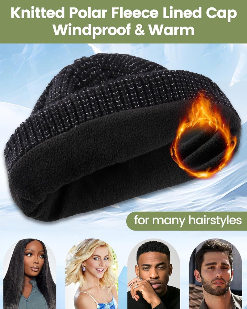 Babalet Store Reflective Beanie Hats for Women Men Adults High Visibility Safety Knitted Satin Lined Black Hat Cap - Image 3